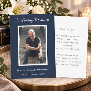 Simple Navy Funeral Photo Memorial Prayer Card