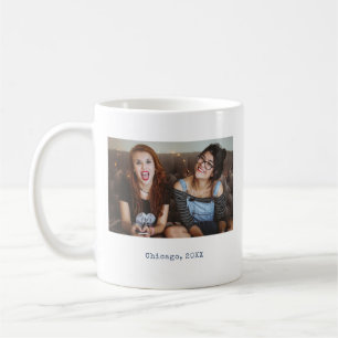 Simple Navy Minimalist Photo Text Keepsake Coffee Mug