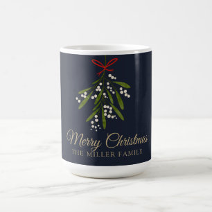 Simple navy mistletoe Christmas  Coffee Mug
