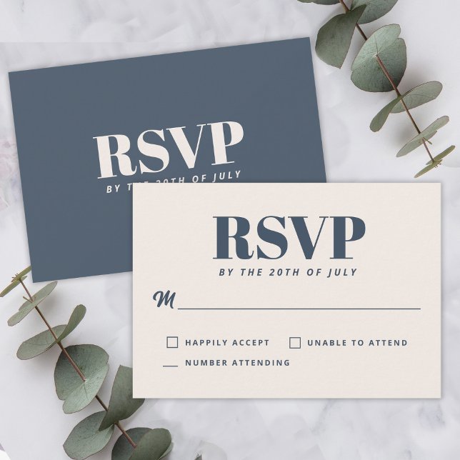 Simple Navy Modern Minimalist Wedding RSVP Card (Creator Uploaded)