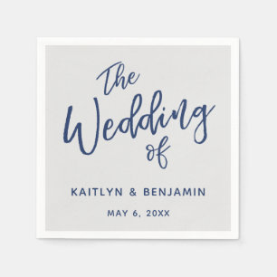 Simple Navy on Grey Typography The Wedding Of Napkin
