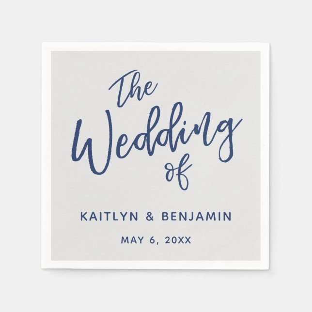 Simple Navy on Grey Typography The Wedding Of Napkin (Front)