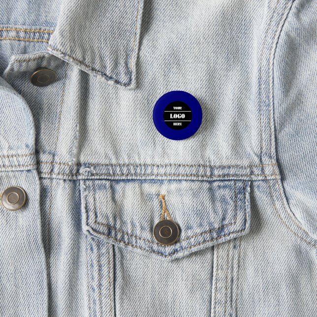 Simple Navy Personalised Solid Colour Button (In Situ)