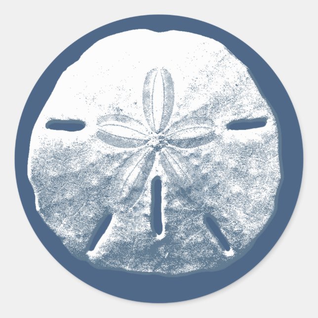 Simple Navy Sand Dollar Beach Wedding Favour Classic Round Sticker (Front)