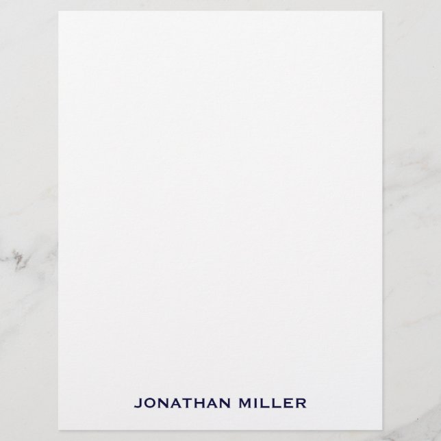 Simple Navy Typographic Name Custom Letterhead (Front)
