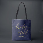 Simple Navy Watercolor & Gold Bridesmaid Monogram Tote Bag<br><div class="desc">Simple Navy Watercolor & Gold customisable Background colour for any wedding colour palette just click the customise further link to Change the background colour! with fun faux gold foil wedding typography and modern script fonts. Simple and elegant Wedding Bridesmaid Tote Bags ~ Check my shop to see the entire wedding...</div>