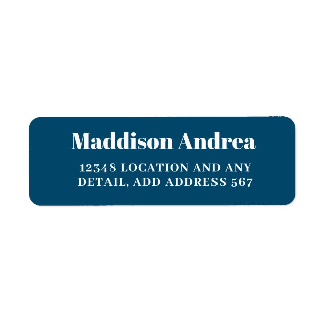 Simple Navy White Elegant Return Address (Front)