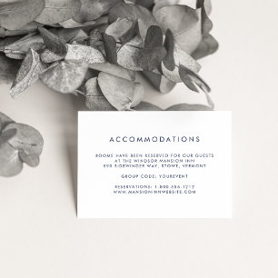 Simple Navy & White Hotel Accommodation Cards