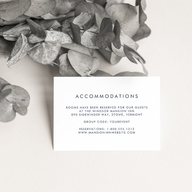 Simple Navy & White Hotel Accommodation Cards (Creator Uploaded)