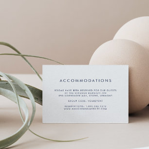 Simple Navy & White Hotel Accommodation Enclosure Card