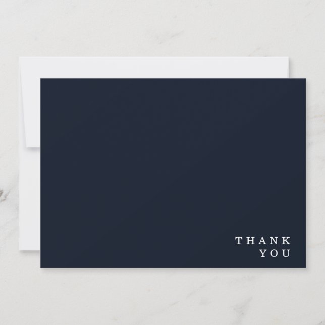 Simple Navy & White Wedding Thank You Card (Front)