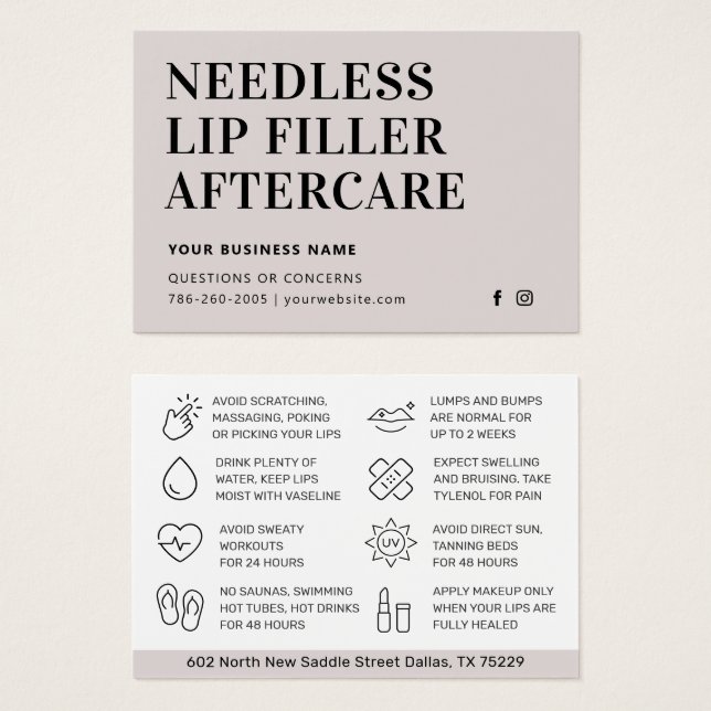 Simple Needles Lips Filler Aesthetician Aftercare (Front & Back)