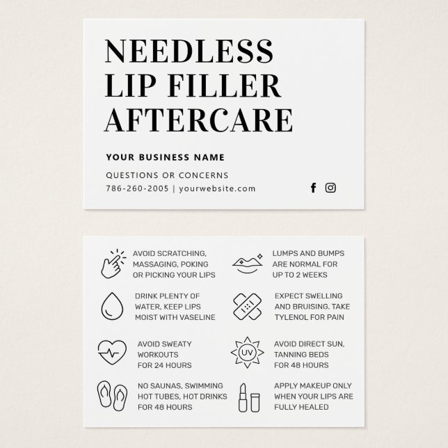 Simple Needles Lips Filler Aesthetician Aftercare (Front & Back)