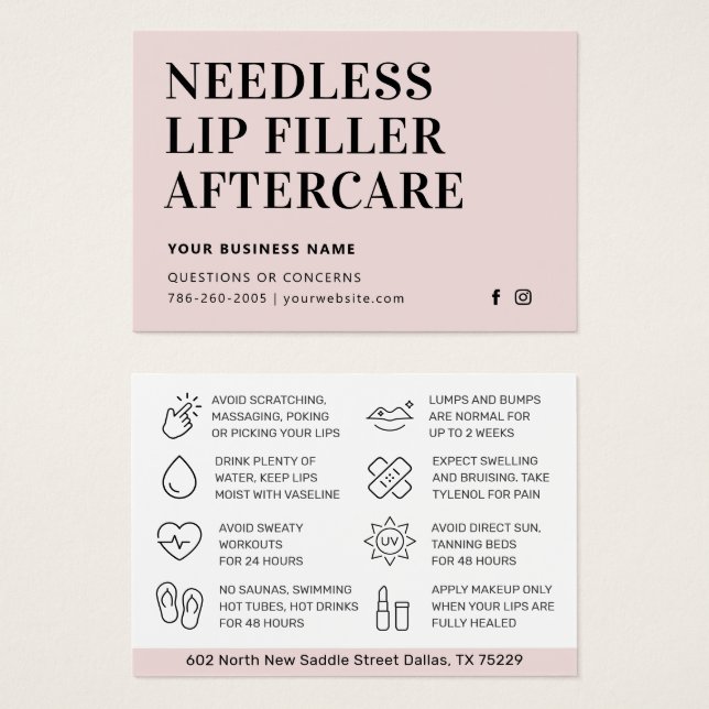 Simple Needles Lips Filler Aesthetician Aftercare (Front & Back)