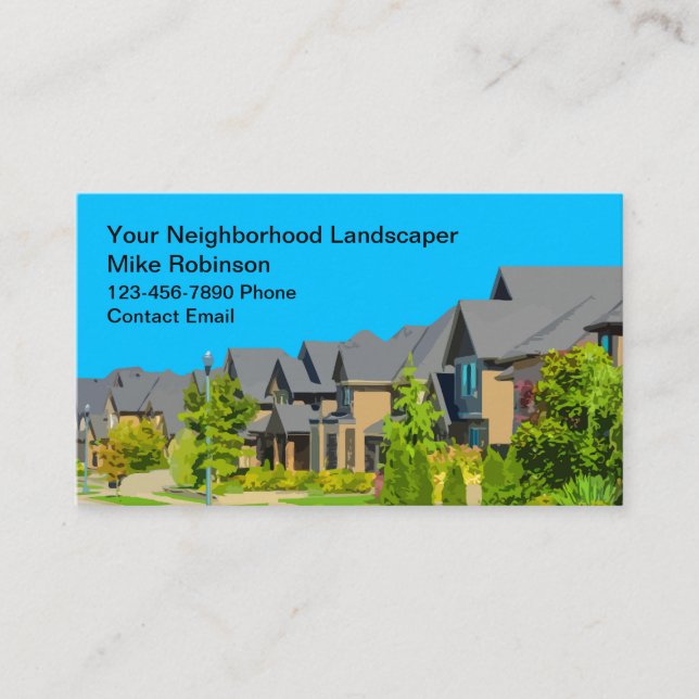 Simple Neighbourhood Lawn Landscaping Business Card (Front)
