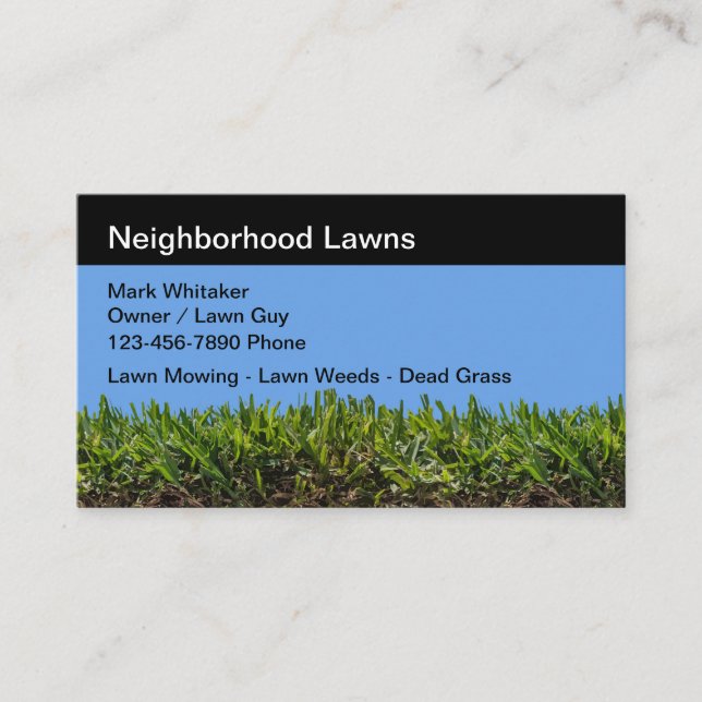 Simple Neighbourhood Lawn Service Business Cards (Front)
