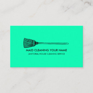 Simple neon green Maid Cleaning Room Housekeeper Business Card
