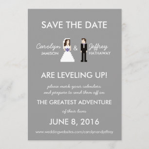 Simple, Nerdy 8-Bit Bride & Groom Save the Dates Date