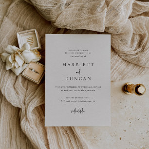 Simple Neutral Beige Elegant Wedding Invitation