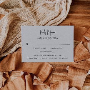 Simple Neutral Beige Elegant Wedding RSVP Card