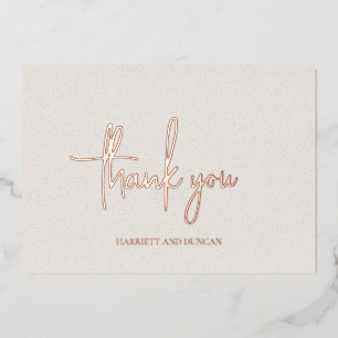 Simple Neutral Beige Elegant Wedding Thank You