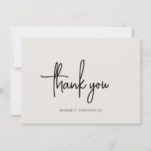 Simple Neutral Beige Elegant Wedding Thank You Card