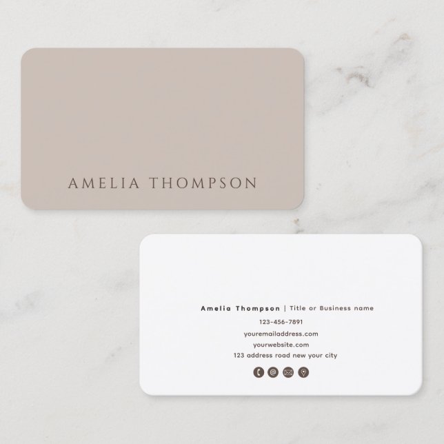 Simple Neutral Beige Professional Business Card (Front/Back)