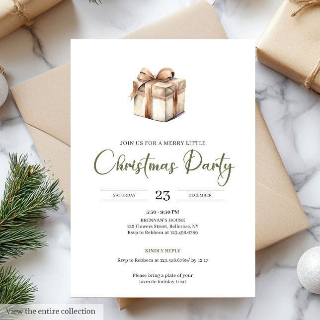 Simple Neutral Beige Scandinavian Christmas Invite (Simple Neutral Beige Scandinavian Christmas Invite)