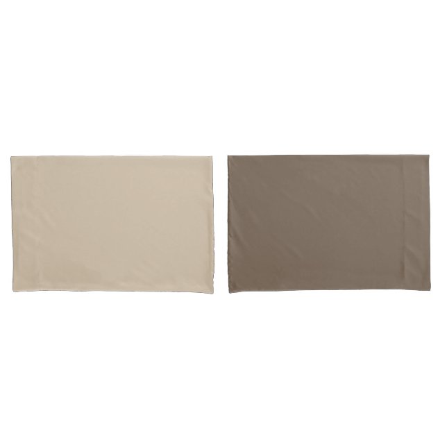 Simple Neutral Brown Minimalist Reversible Pillowcase (Front-Set)