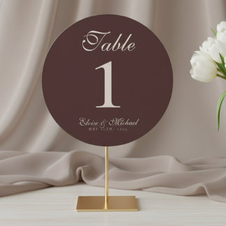 Simple Neutral Brown Wedding Table Number