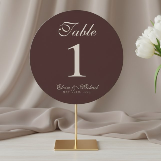 Simple Neutral Brown Wedding Table Number (Guide guests to their seats in style with this Neutral Brown Wedding Table Number Sign!)