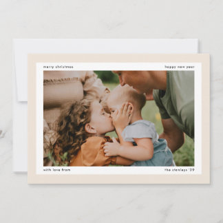 Simple Neutral Cream Bold Border 2 Large Photos Holiday Card