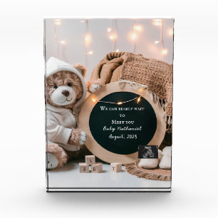 Simple neutral digital pregnancy announcement  photo block
