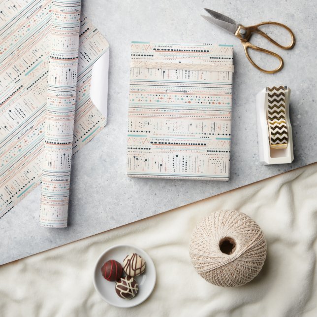 Simple neutral earthy colours dots and stripes wrapping paper (Crafts)