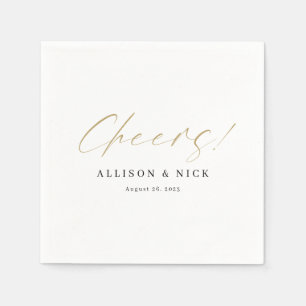 Simple Neutral Gold Cheers Wedding Napkins