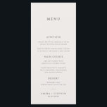 Simple Neutral Ivory Beige Wedding Menu<br><div class="desc">This minimalist wedding menu will add a touch of elegance to your Wedding party decor. Light beige background makes this design great for a fall wedding. All text is editable,  just click on 'Personalise this template'. Corresponding items including wedding Invitation suite and day-of stationery are also available.</div>