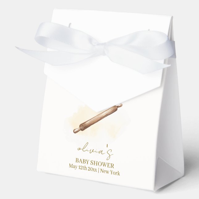 Simple Neutral Minimalist Pastry Chef Baby Shower  Favour Box (Front)