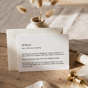 Simple Neutral Wedding Details Enclosure Card