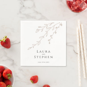 Simple Neutral White Botanical Wedding Napkins