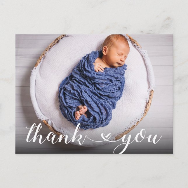 Simple New Baby Birth Announcement Thank You Postcard (Front)