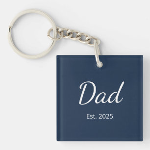 Simple New Dad Minimalist Blue Father's Day Party Key Ring
