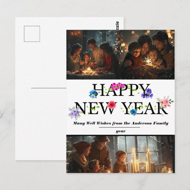 Simple New Year's Celebration Postcard (Front/Back)