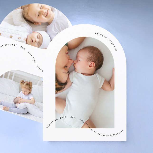 simple newborn arch photo baby birth Announcements (Creator Uploaded)