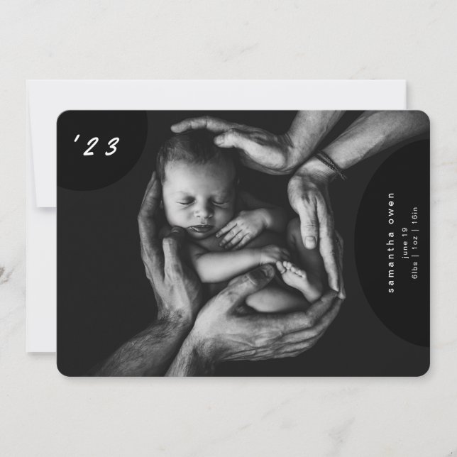 simple newborn photo collage birth announcement (Front)