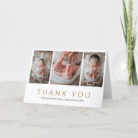 Simple Newborn Photo Collage Gold Baby Shower