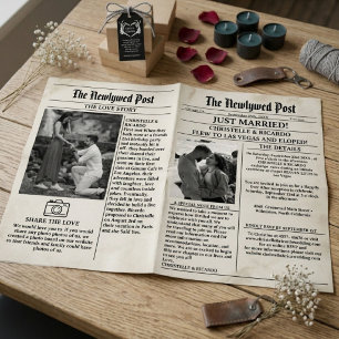 Simple newspaper elopement just married announceme invitation