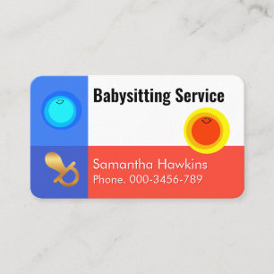 Simple Night and Day Babysitting Service Business Card