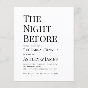 Simple Night Before Rehearsal Dinner Invitation
