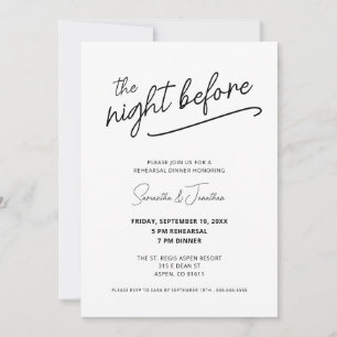 Simple Night Before Wedding Rehearsal Dinner Invitation