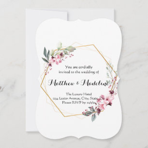 Simple No Fuss Blush Floral Wedding Invitations